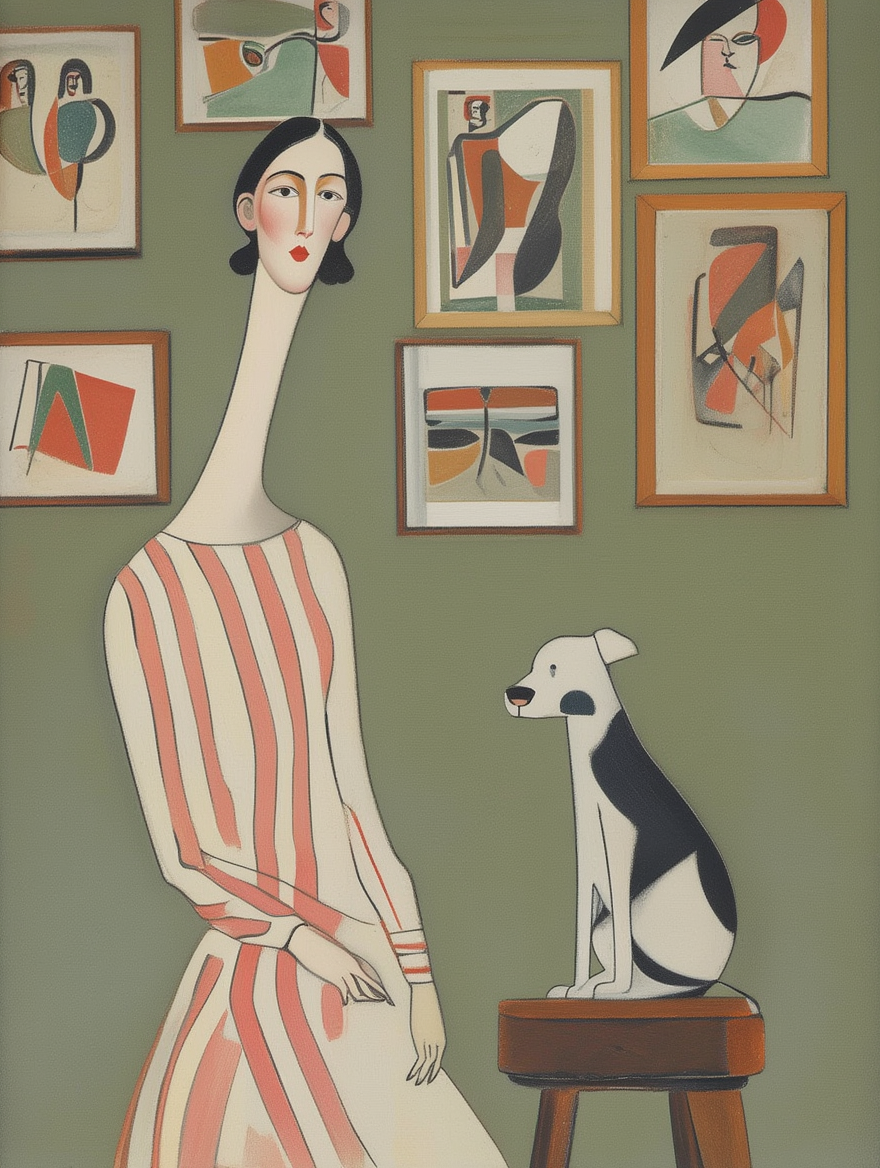 Domestic Harmony – Woman and Dog in Cozy Space
