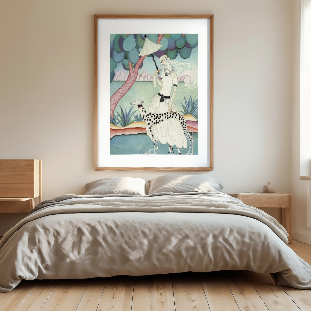 Woman with Dalmatian – Minimalist Figurative Art Print for Contemporary Interiors