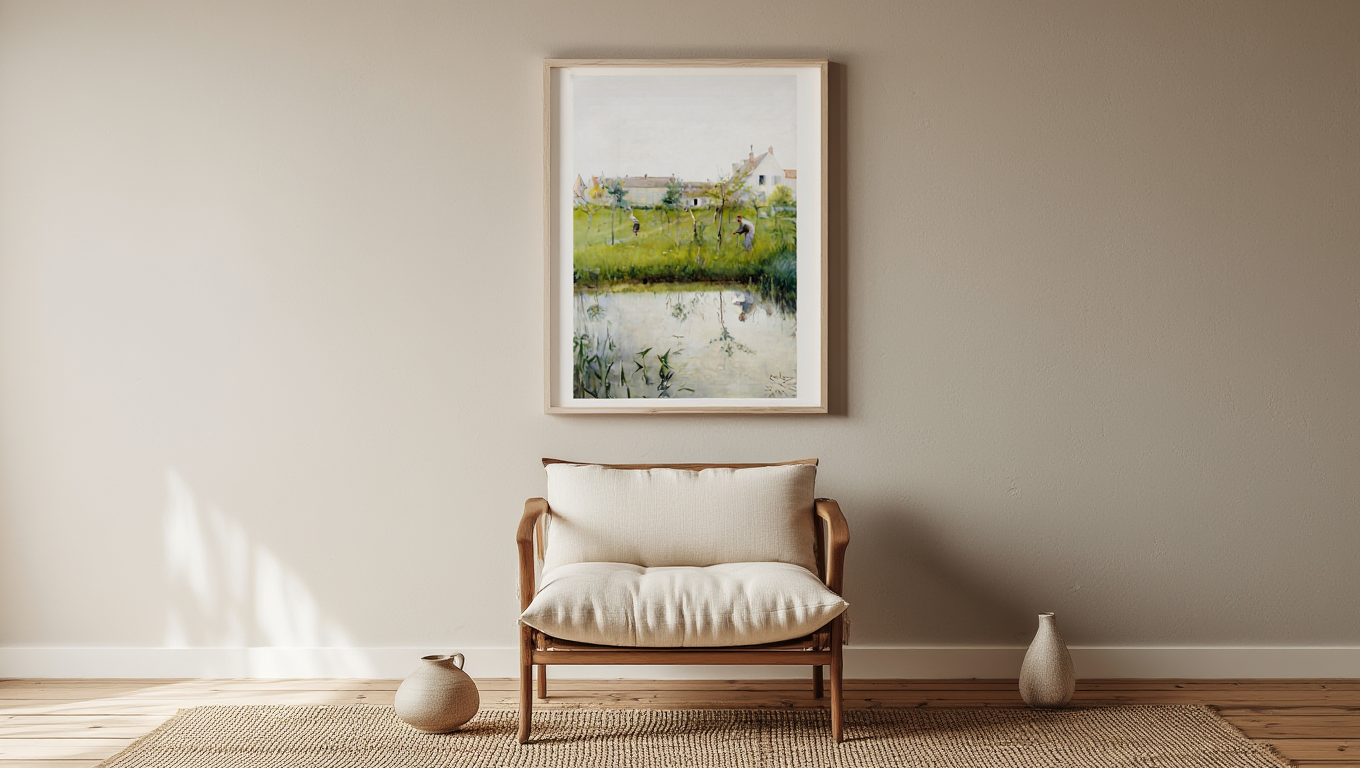 Carl Larsson – The Old Man and The Nursery Garden | Vintage Art Print