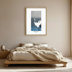 Two White Cranes – Ohara Koson Poster | Japanese Nature Art Print - Hakyarts