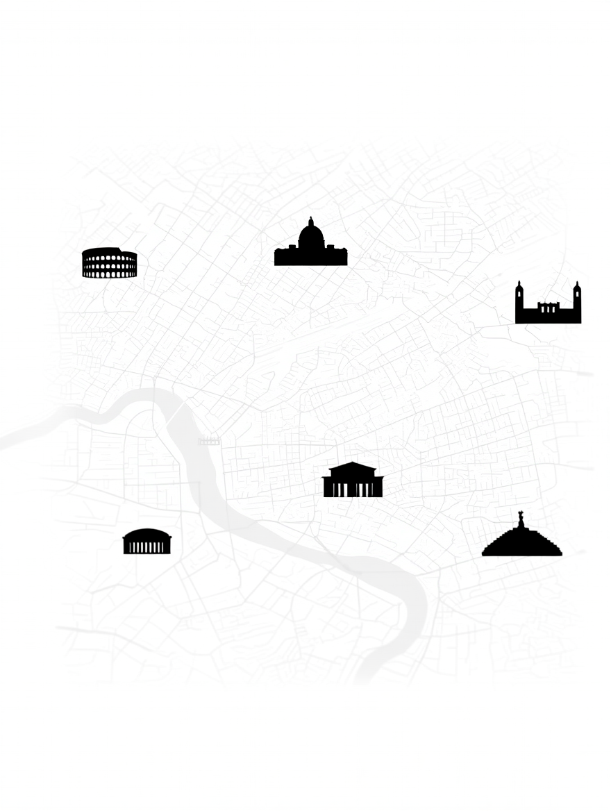 Rome City Map Poster – Black and White Minimalist Wall Art Print