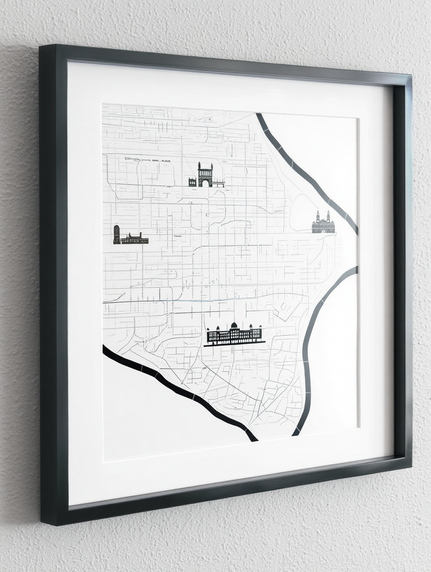 Mumbai City Map Poster – Black and White Minimalist Wall Art Print