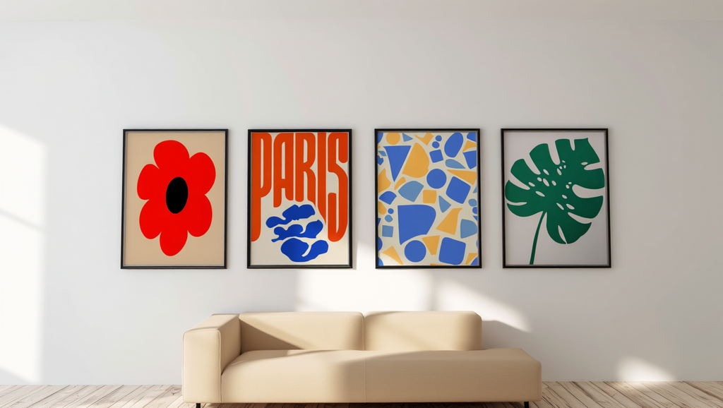 4 Prints – Colorful Mixed Floral Abstract Art Collection