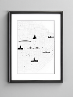 Glasgow City Map Poster – Black and White Minimalist Wall Art Print