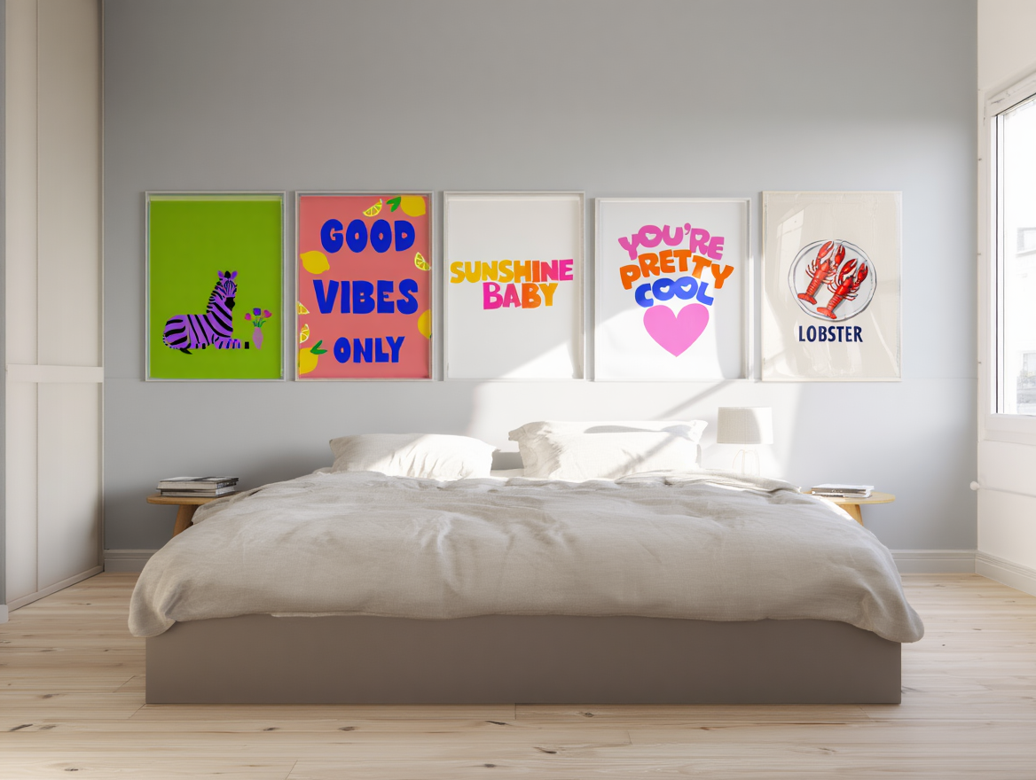 Colourful Electric Red – Sunshine Good Vibes Lobster 5-Prints