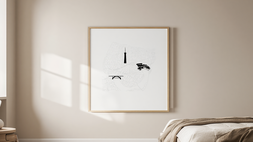 Porto City Map Poster – Black and White Minimalist Wall Art Print
