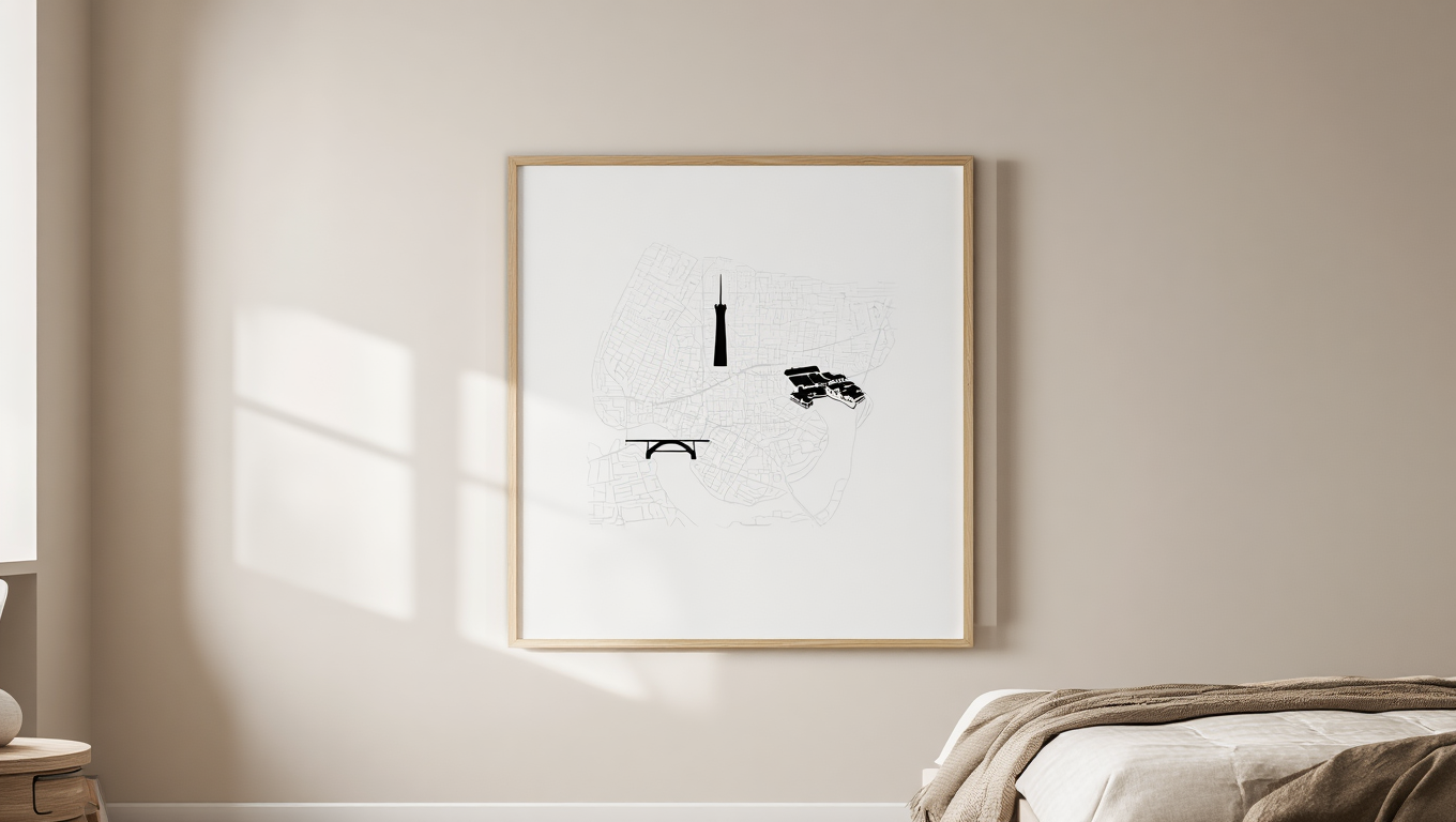 Porto City Map Poster – Black and White Minimalist Wall Art Print