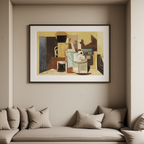 Personnage Assis à Une Table Ronde by Louis Marcoussis – Vintage French Cubist Art Print - Hakyarts