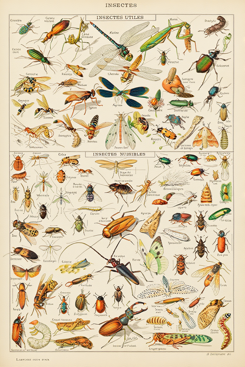 Adolphe Millot - Insectes III Poster