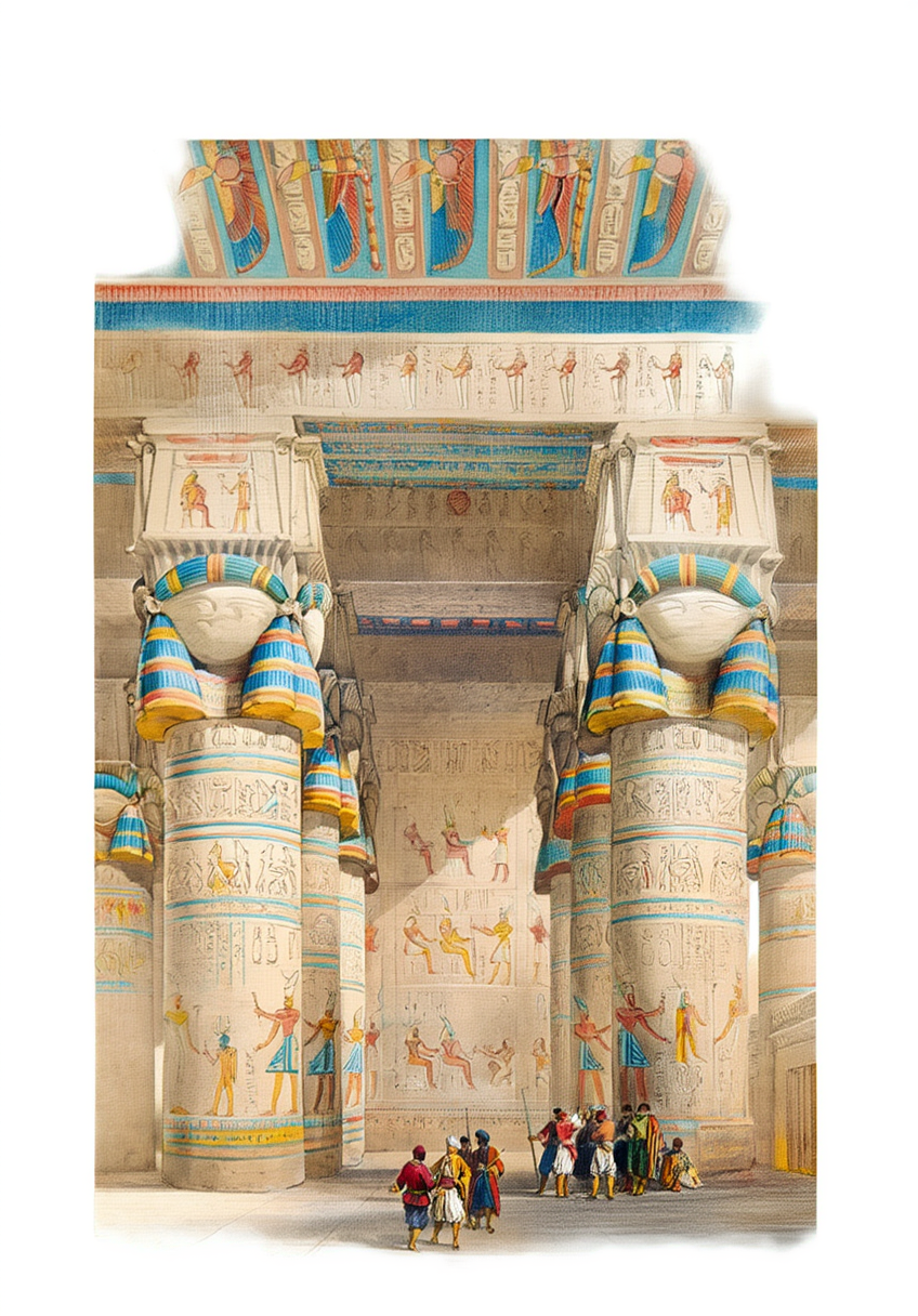 The Temple of Dendera by David Roberts – 19th-Century Orientalist Architectural Art Print - Hakyarts