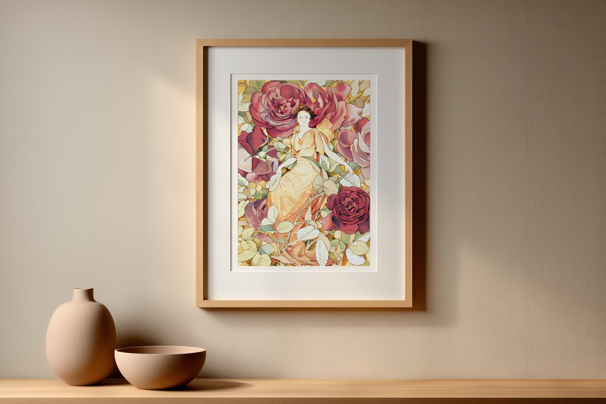 Woman Enframed in Flowers by Laura Coombs Hills