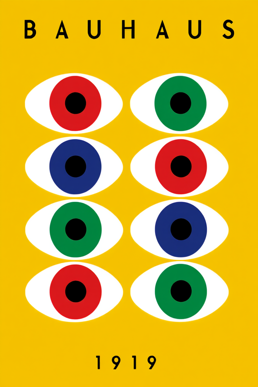 Set of 4 Bauhaus Dogs Prints – Modernist Geometric Wall Art - Hakyarts