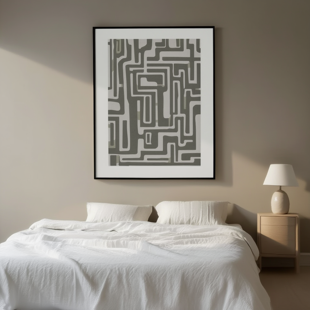 Soft Geometry in Sand – Geometric Abstract Art Print - Hakyarts