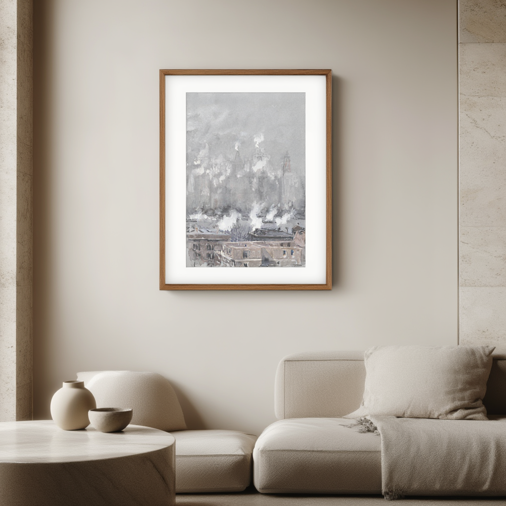 Smoke and Fog on Gray Day, New York City – Joseph Pennell (1910) | Atmospheric Urban Art Print