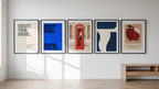 Geometric Abstract Positivity – Blue Tones 5 Prints - Hakyarts