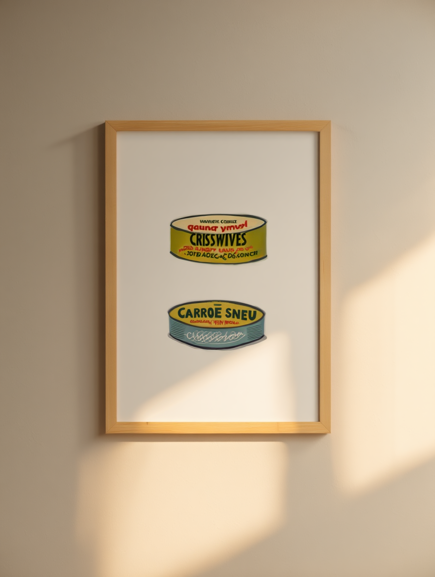 Seafood Tin Art 4 Prints – Whimsical Canned Fish Prints for Kitchen Decor