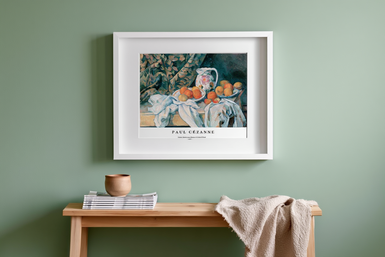 Paul Cezanne - Nature Morte avec Rideau et Pichet Fleuri Poster | HakyArts
