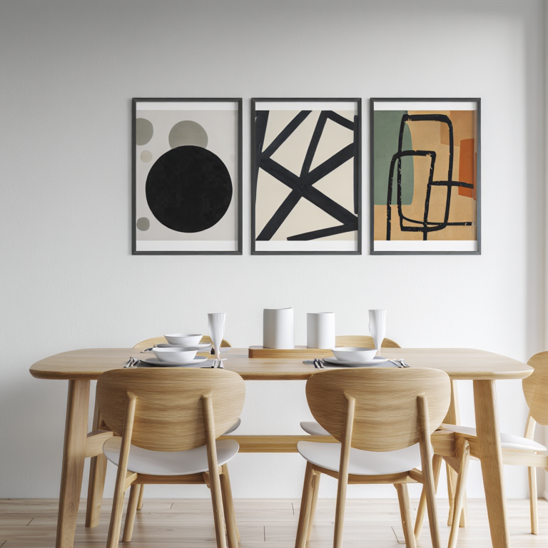 Abstract Gallery – Japandi Living Room Set of 3