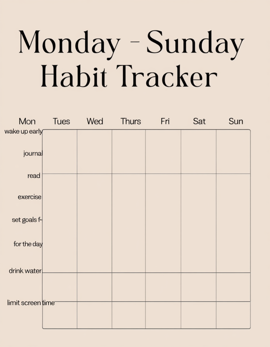 Bundle of 3 Habit Tracker, Coffee & Reflections Prints – Minimalist Productivity Wall Art - Hakyarts