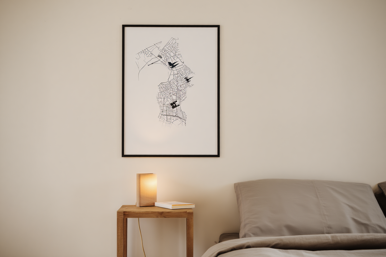 Montreal City Map Poster – Minimalist Black & White Urban Wall Art Print
