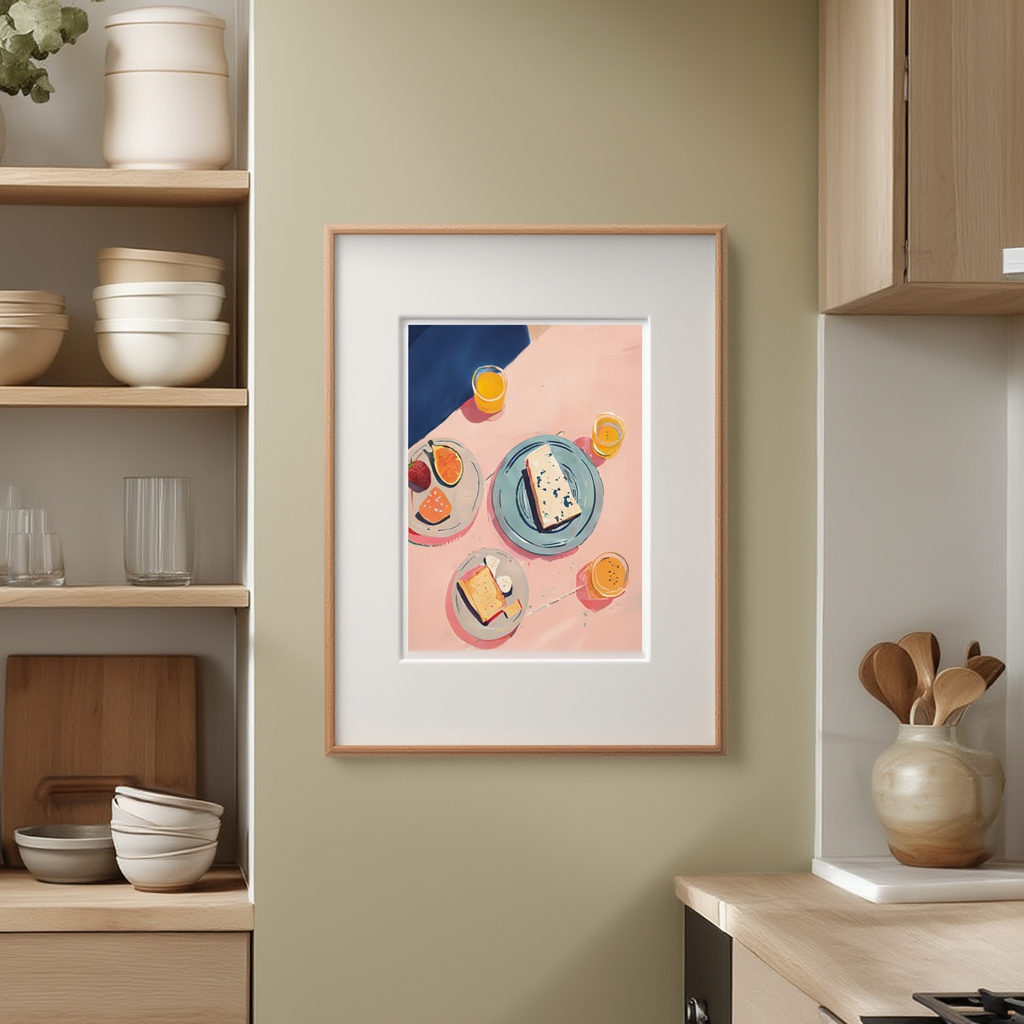 Blue Cheese Table Art Print – Minimalist Food & Culinary Wall Art