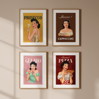 4 Vintage Italian Food Lovers Posters – Retro Pasta, Pizza & Culinary Wall Art - Hakyarts