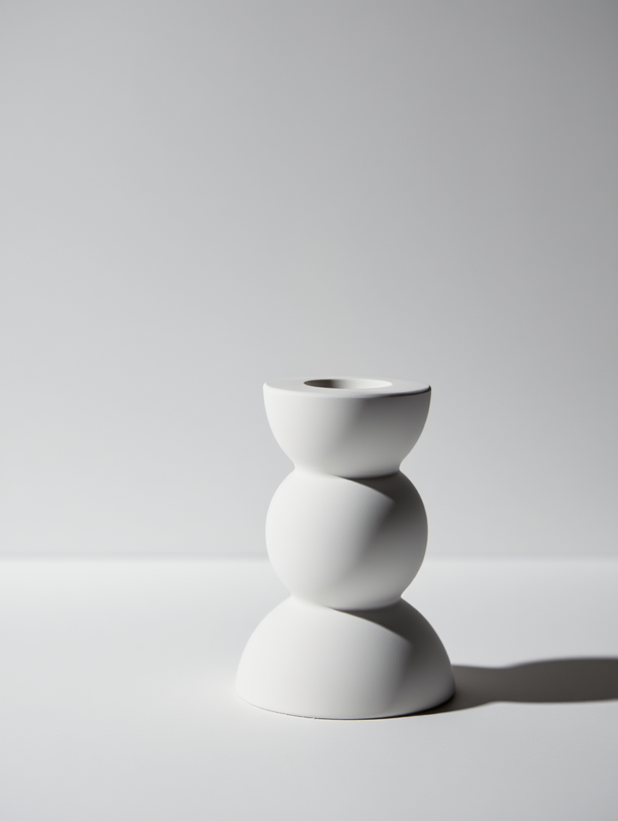 Minimalist Half Sphere Plaster Candle – White Cream  Home Decor