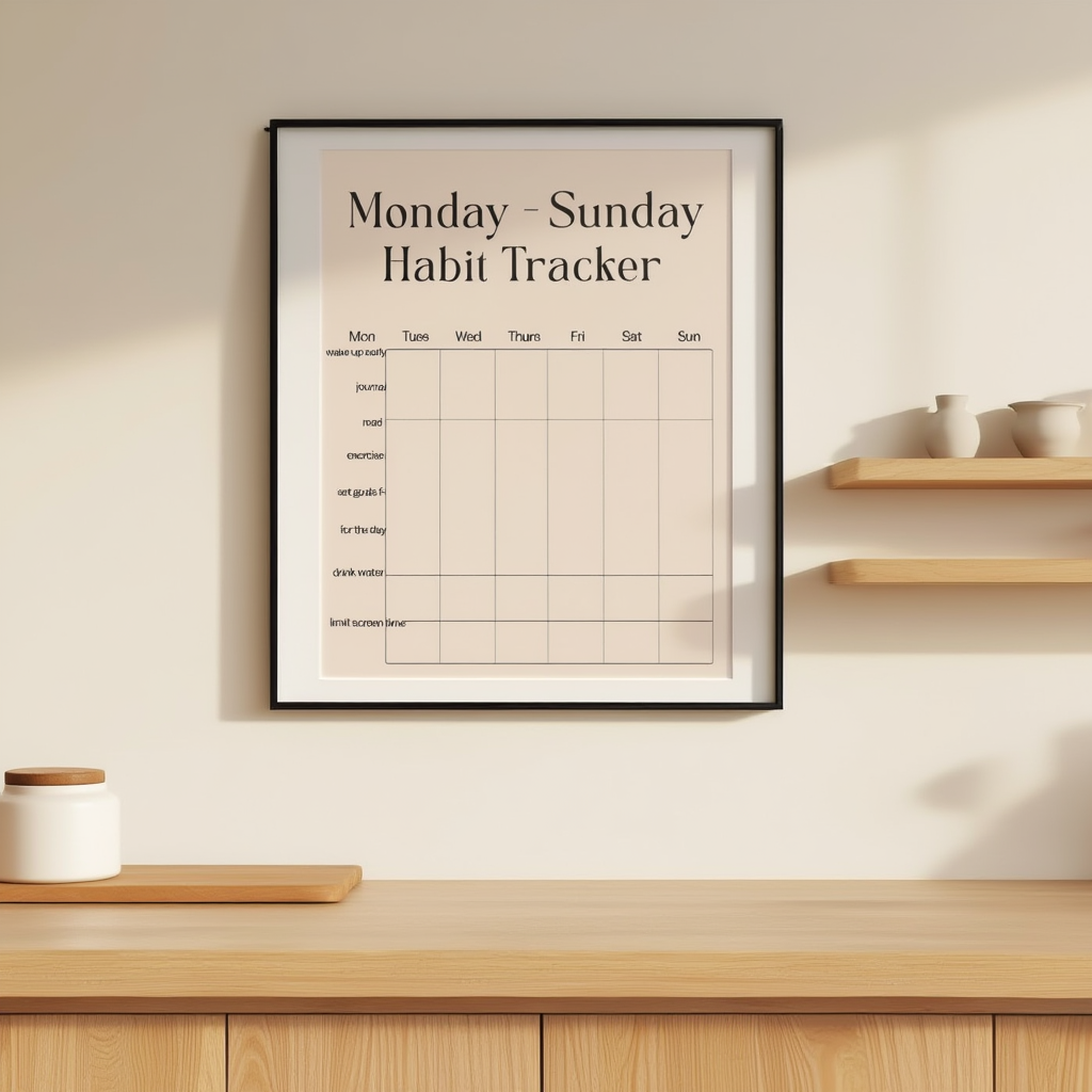 Habit Tracker – Minimalist Motivational Art Print