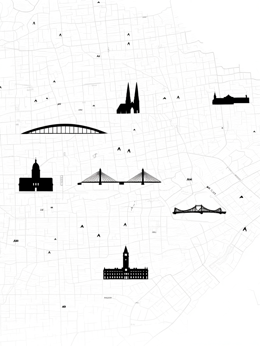 Glasgow City Map Poster – Black and White Minimalist Wall Art Print