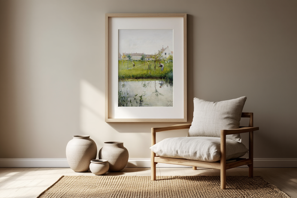 Carl Larsson – The Old Man and The Nursery Garden | Vintage Art Print