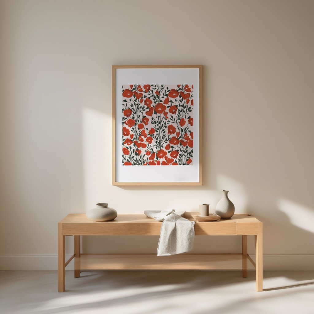 Rustic Floral Folk Pattern Print
