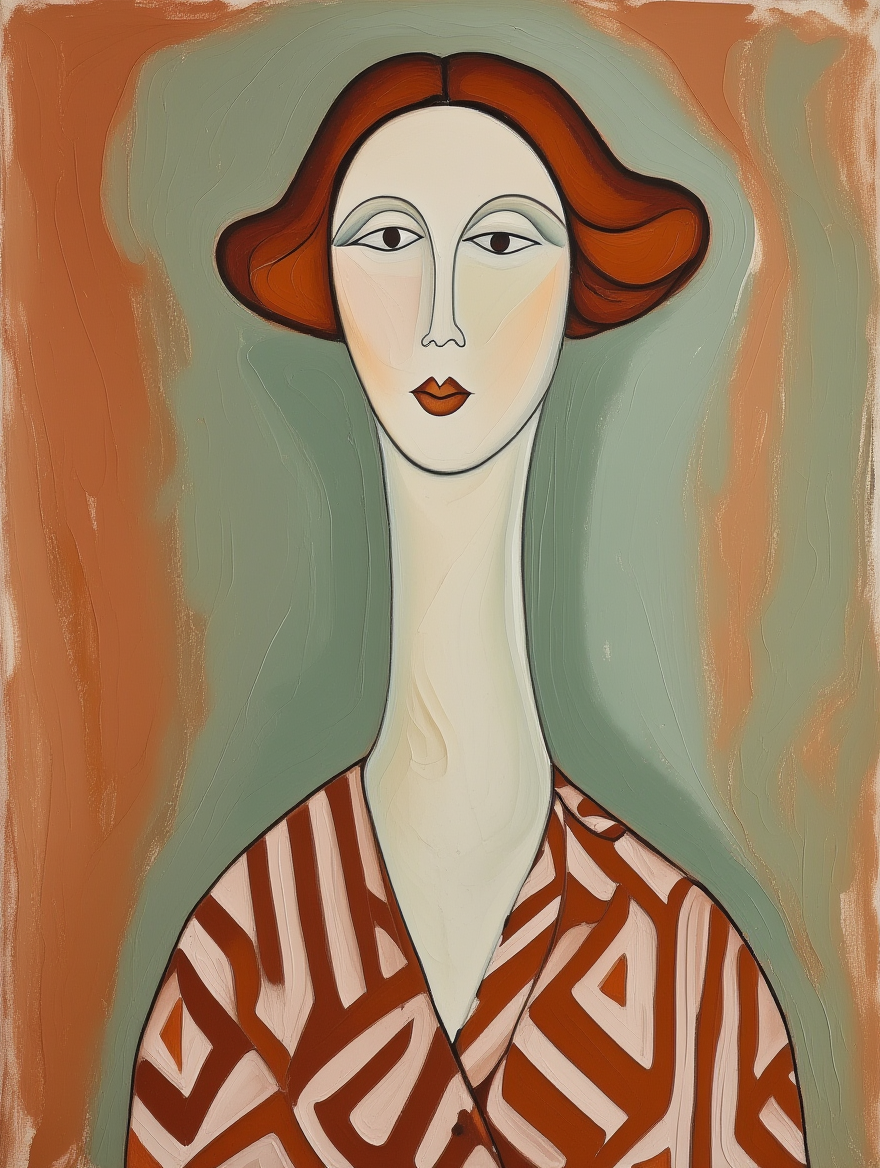 Modigliani Soft Features – Modern Portrait Print