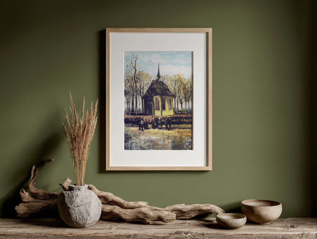 The Church of Nuenen with Churchgoers