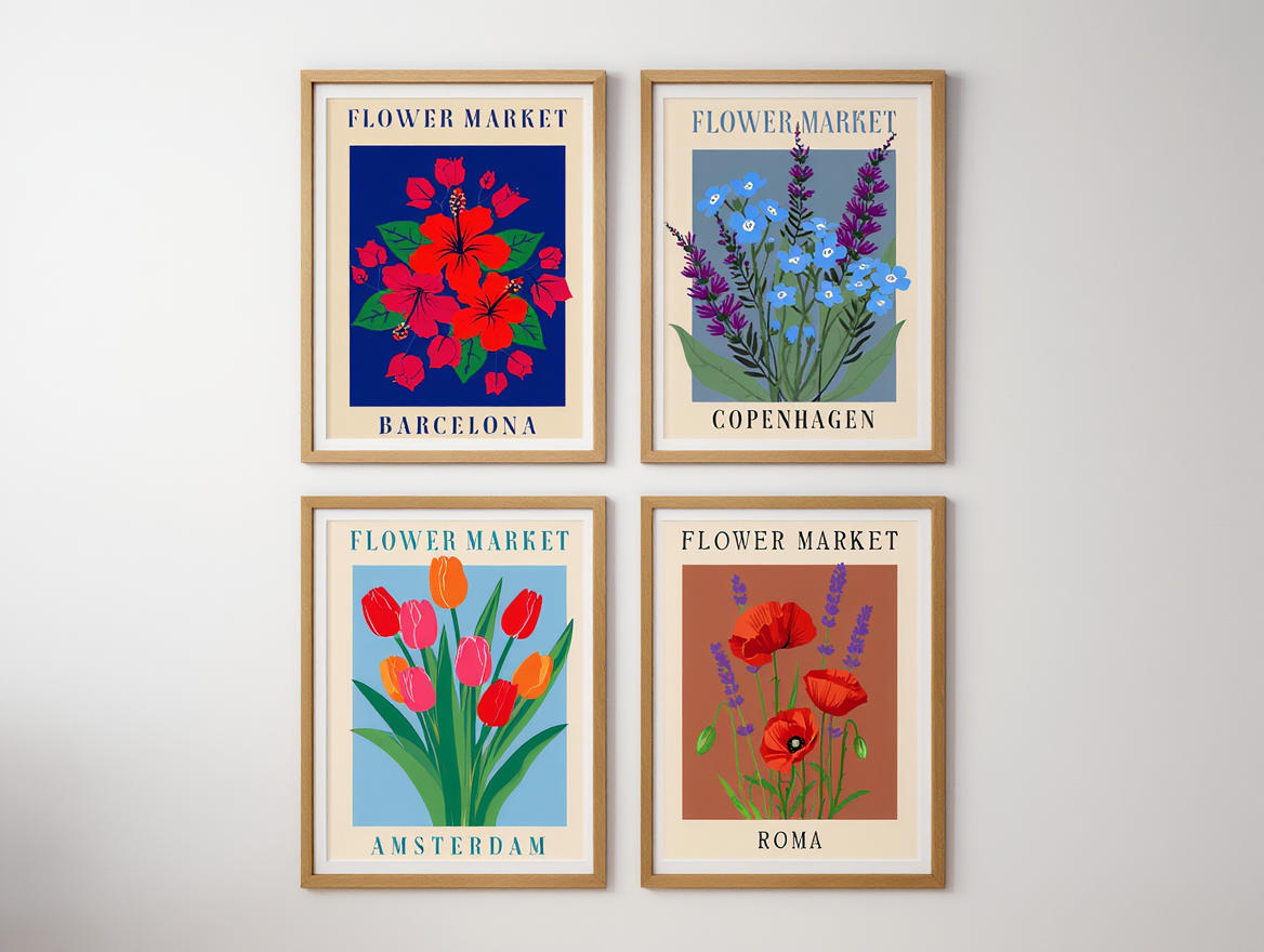 Flower Market Cities – 4 Prints