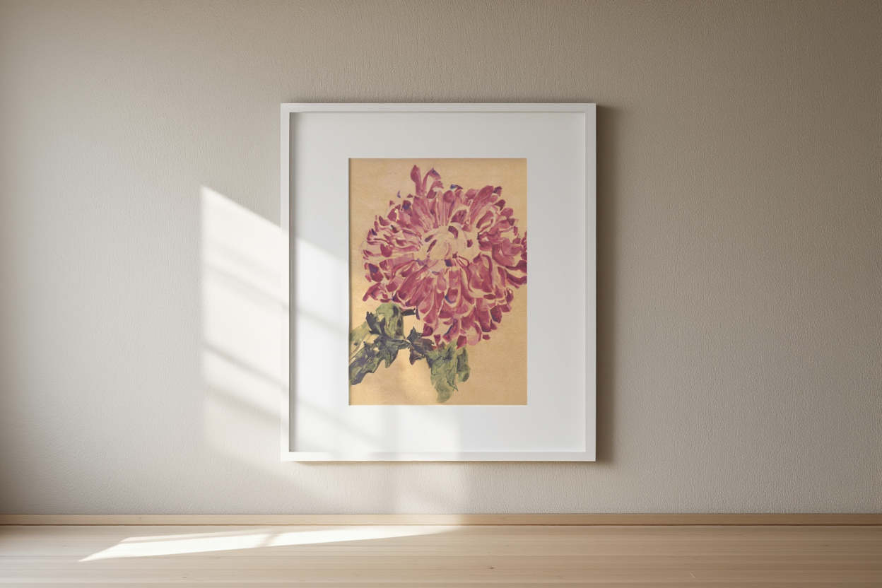 Egon Schiele – Red Chrysanthemum, 1910 – Expressionist Floral Art Print | Modernist Wall Decor