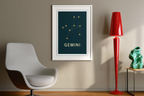 Star Sign Gemini Poster | Zodiac Wall Art Print