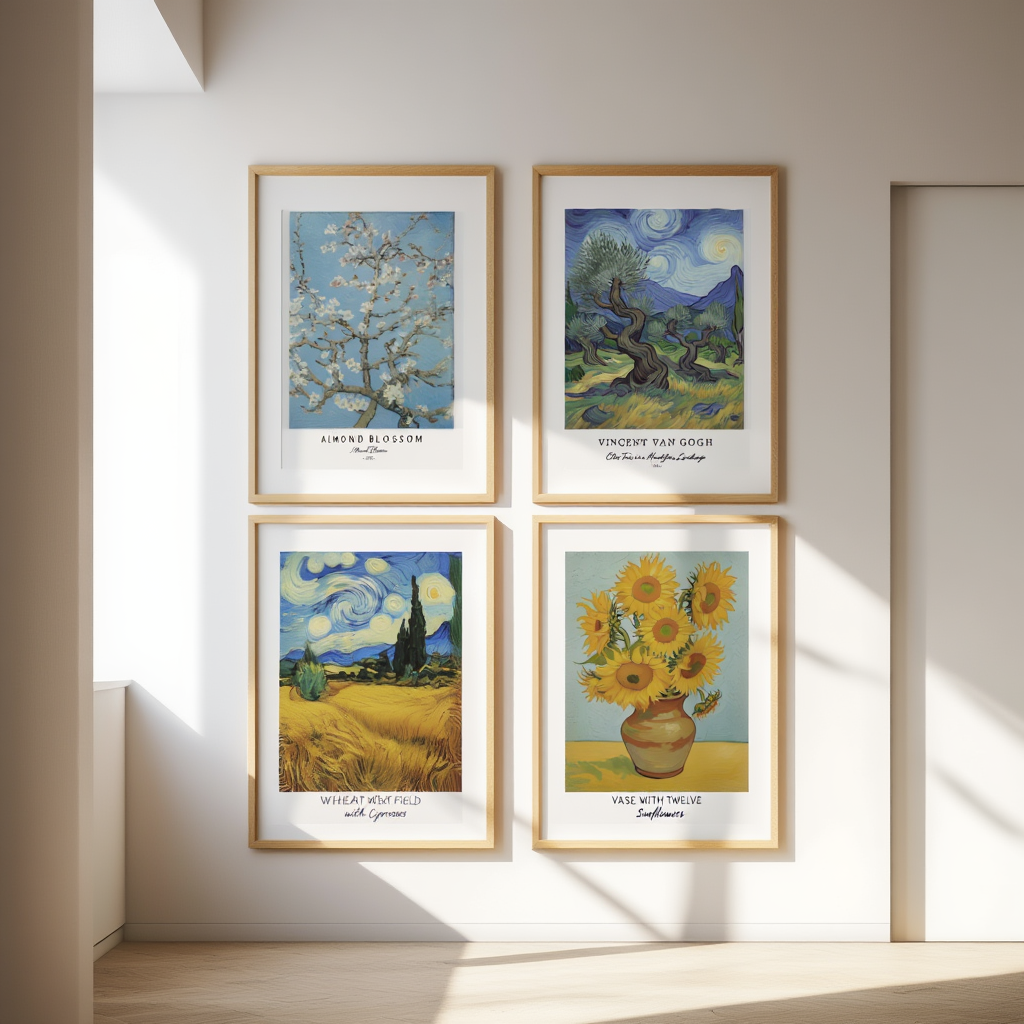 Vincent Van Gogh Wall Art Set – 4 Iconic Prints for Gallery Walls
