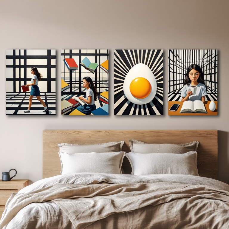 Modern Grid Abstract Collection – Set of 4