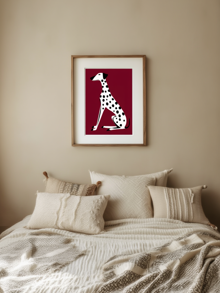 Elegant Dalmatian Dog Wall Art Print – Stylish Canine Illustration for Modern Home)