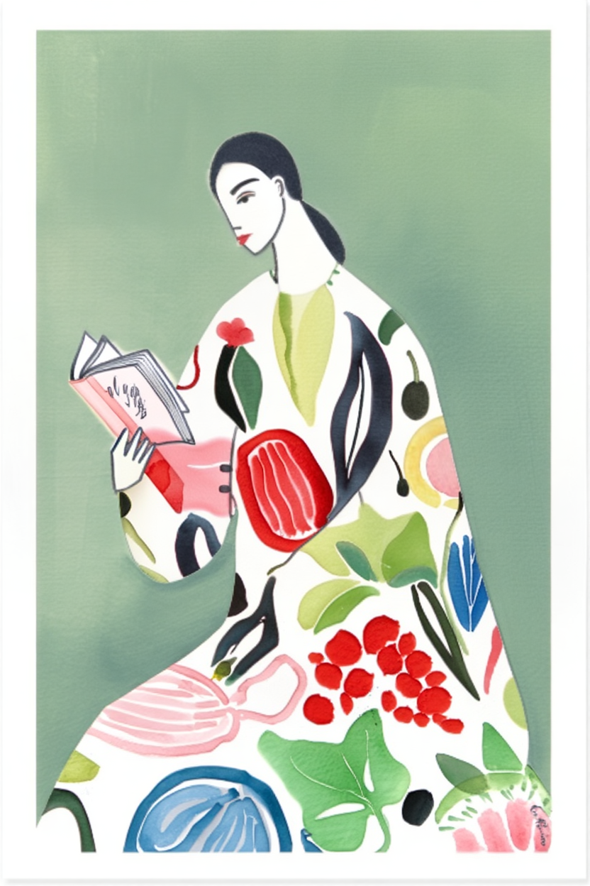 Botanical Figure – Woman Reading Print