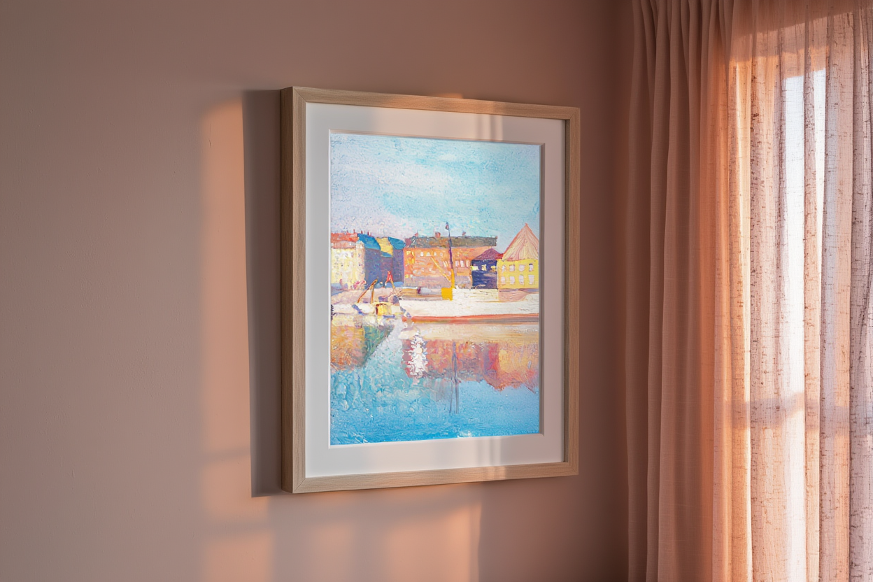 Edvard Weie – View of Nyhavn - Atmospheric Danish Modernist Landscape Print