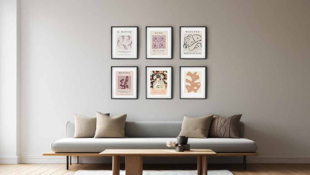 Matisse-Inspired Boho Wall Art Set — 6 Minimalist Abstract Prints in Muted Tones, Aesthetic Posters for Living Room or Bedroom Decor