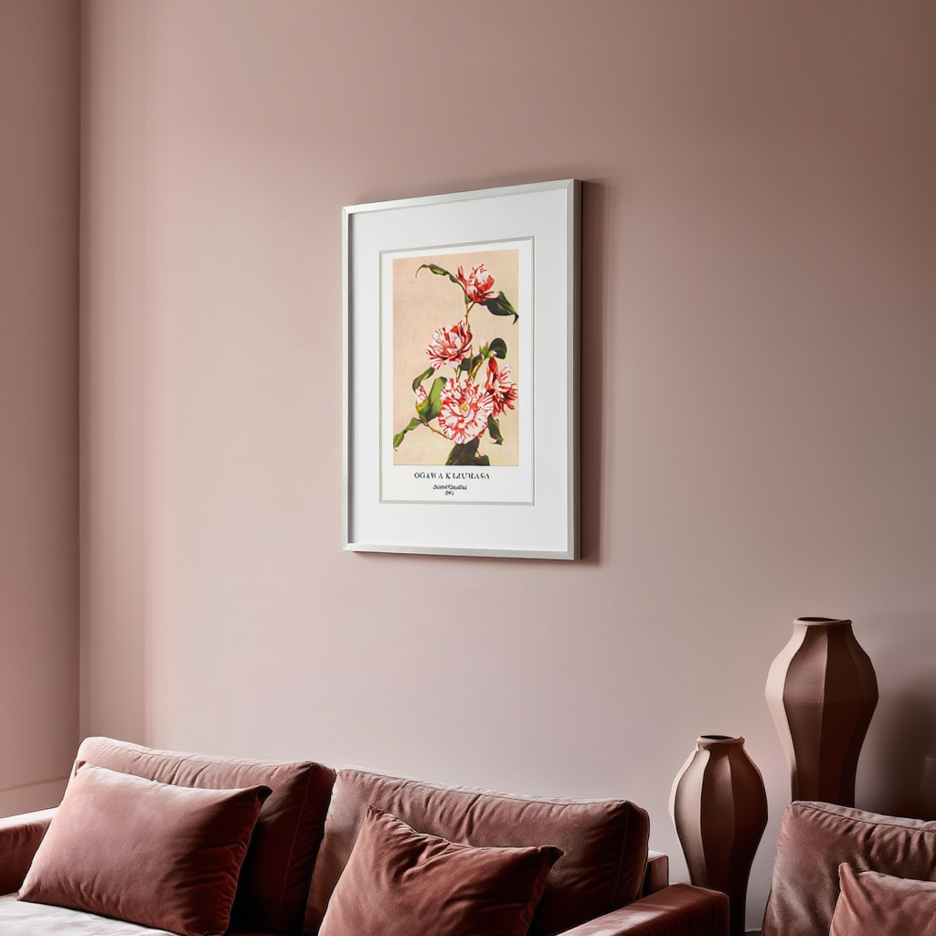 Ogawa Kazumasa - Striped Camellias Poster