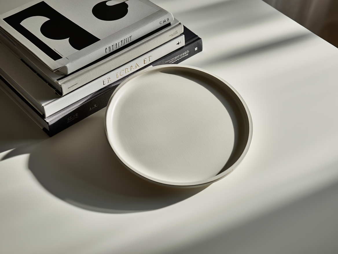 Minimalist Round Plaster Tray – Medium White Cream  Home Decor