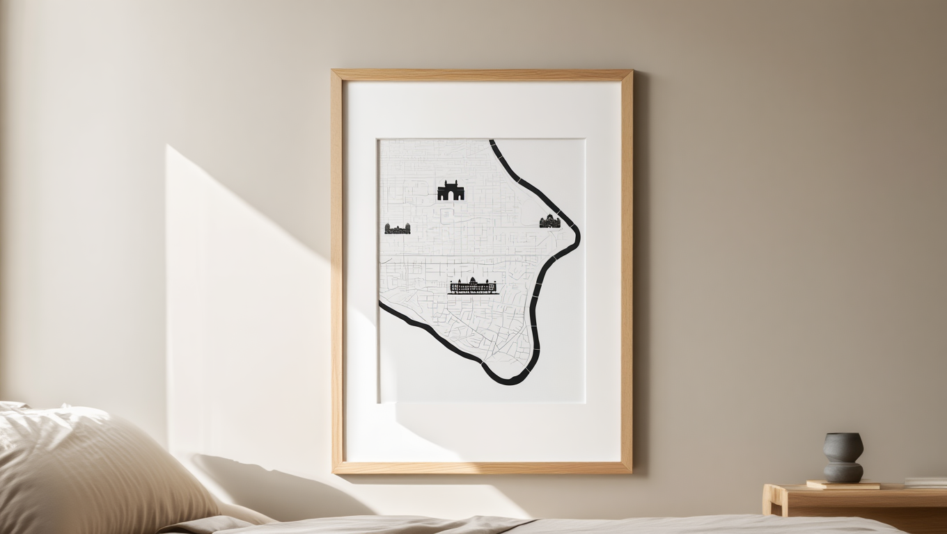 Mumbai City Map Poster – Black and White Minimalist Wall Art Print