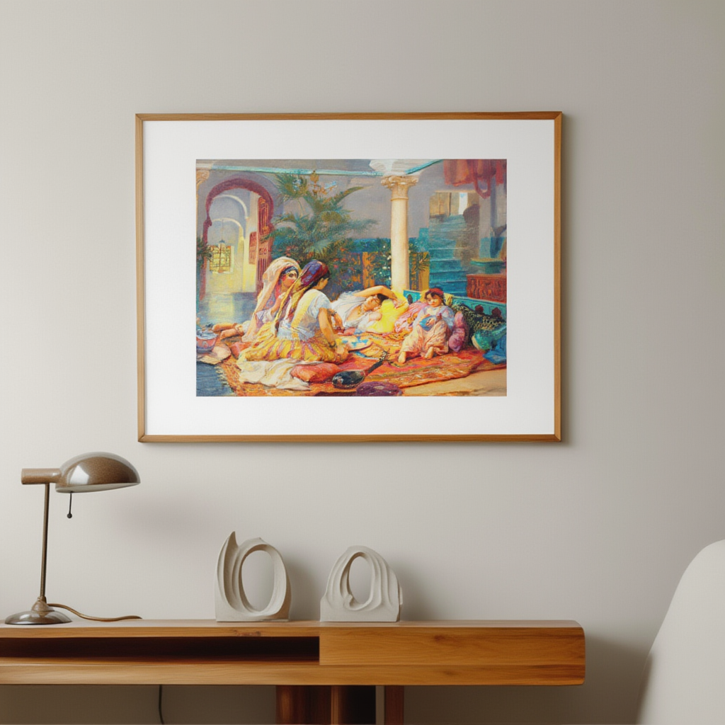 In the Harem – Frederick Arthur Bridgman Poster | Orientalist Figurative & Interior Art Print