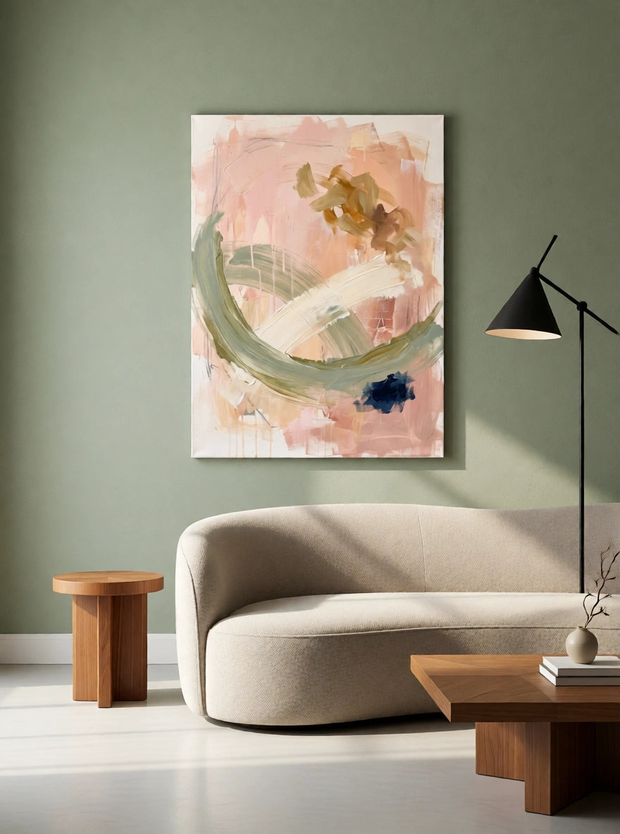 Canvas Print Watercolour Soft Blush Lines | Contemporary Abstract Wall Art