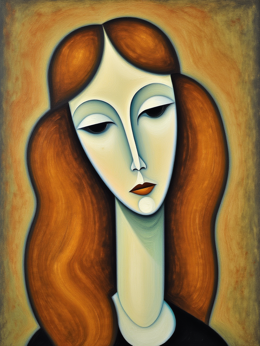 Modigliani Soft Features – Modern Portrait Print