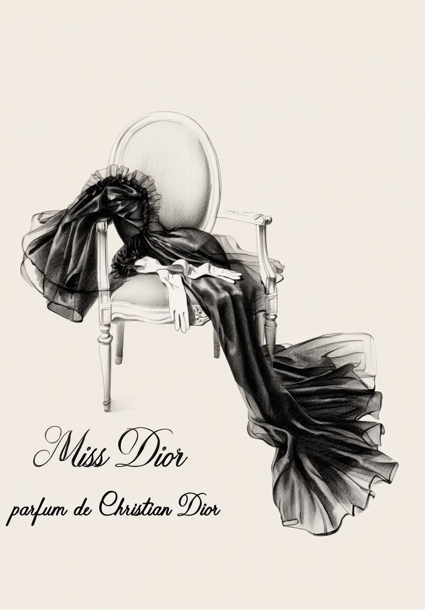 Vintage 'Miss Dior ' Illustration Poster II