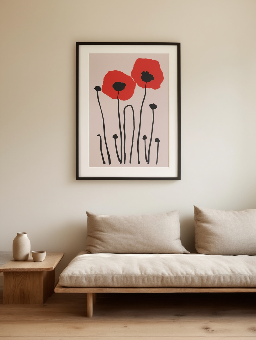 Boho Red Poppies Poster